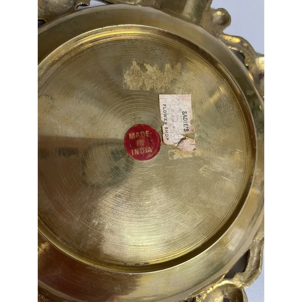 Vintage Heavy Brass Ashtray Cigar Tray Shell Design India‎ 7.5